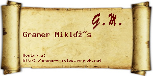 Graner Miklós névjegykártya