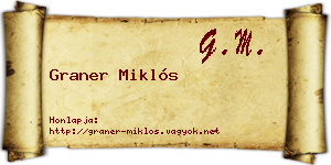 Graner Miklós névjegykártya
